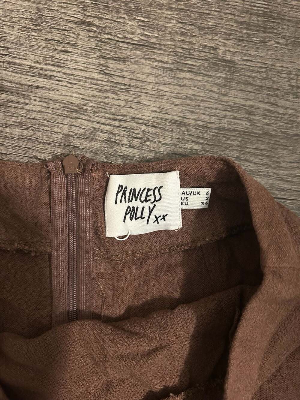 Princess Polly Brown Linen Look Mini Skirt Size US 2 - Picture 2 of 4